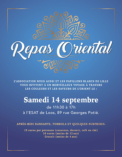 Repas oriental Loos au profit de Nous Aussi samedi 14 septembre 2019